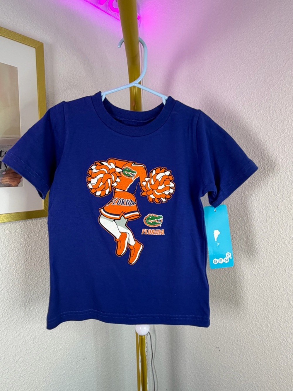 Florida Gators Navy Blue Kids Graphic Tee with Orange & White Cheer Design 3T